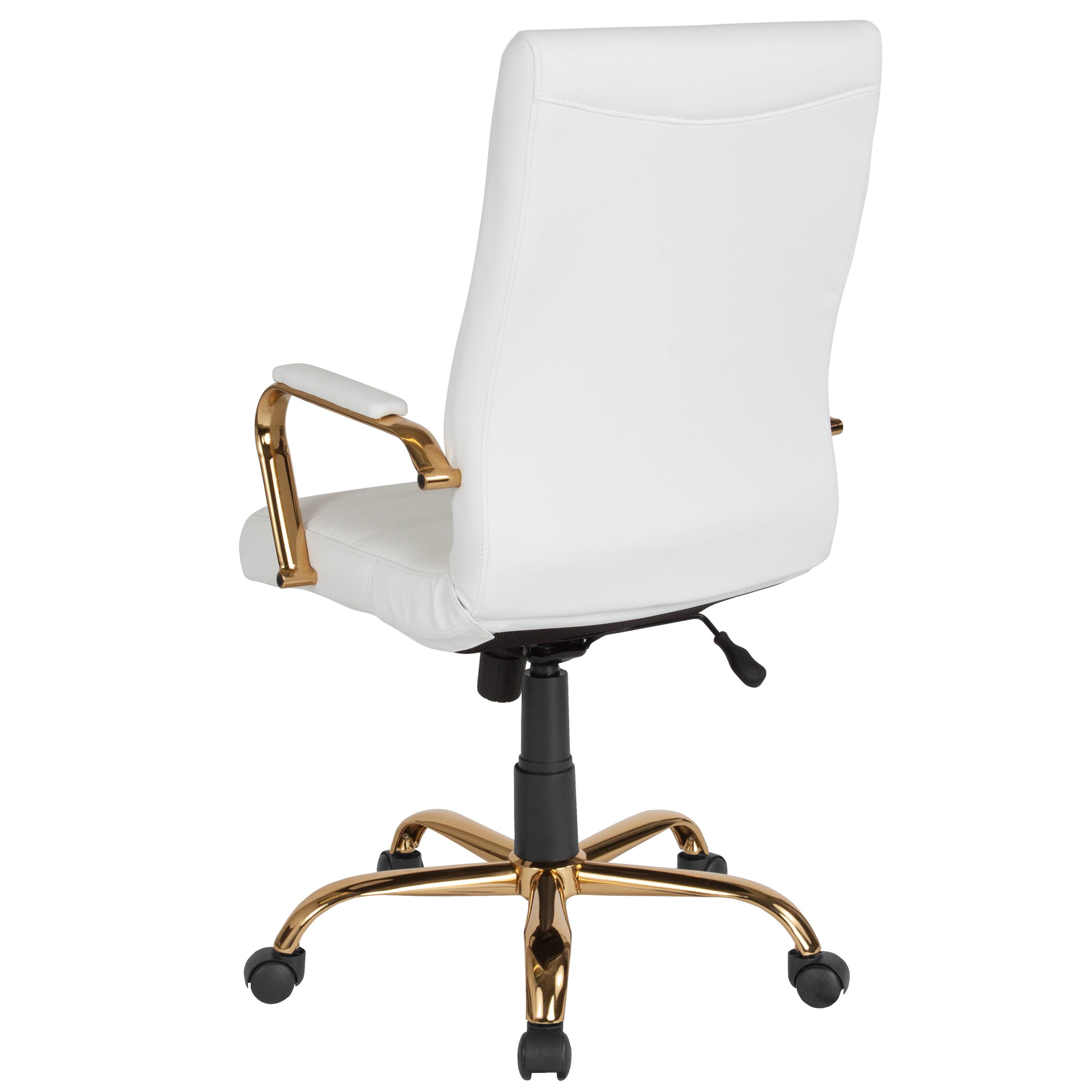 Alt View 5. Emma + Oliver - High Back Executive Swivel Office Chair with Metal Frame and Arms - White LeatherSoft/Gold Frame.