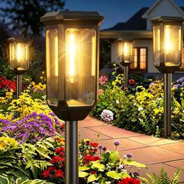 Dazzed Corner - 8-Pack LED Solar Pathway Lights, IP65 Waterproof Garden & Walkway Decor - Black