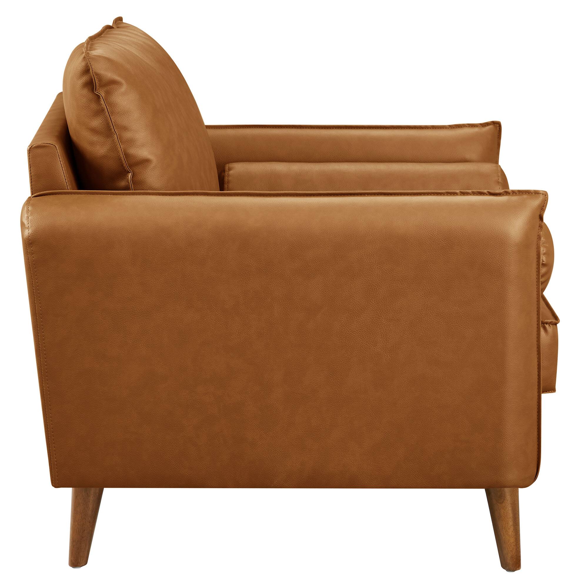 Back. Modway - Revive Upholstered Vegan Leather Accent Armchair by Modway - Brown.
