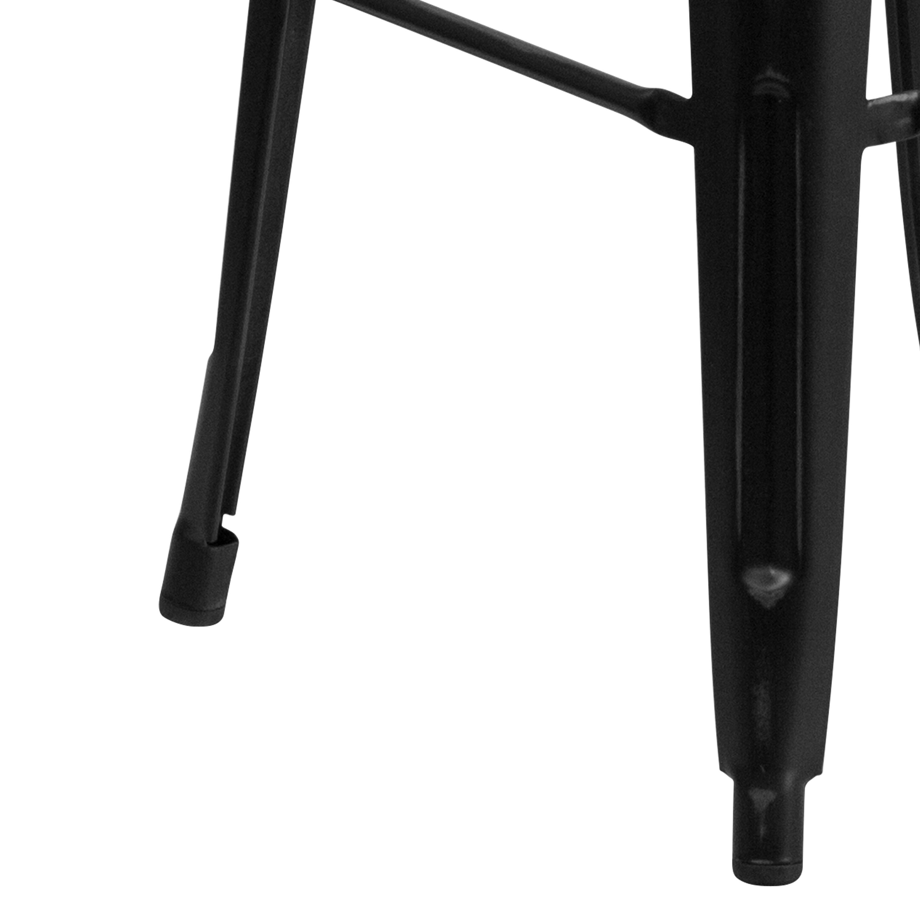 Alt View 7. Emma + Oliver - Commercial Grade 4 Pack 30" High Backless Distressed Metal Indoor-Outdoor Barstool - Black.