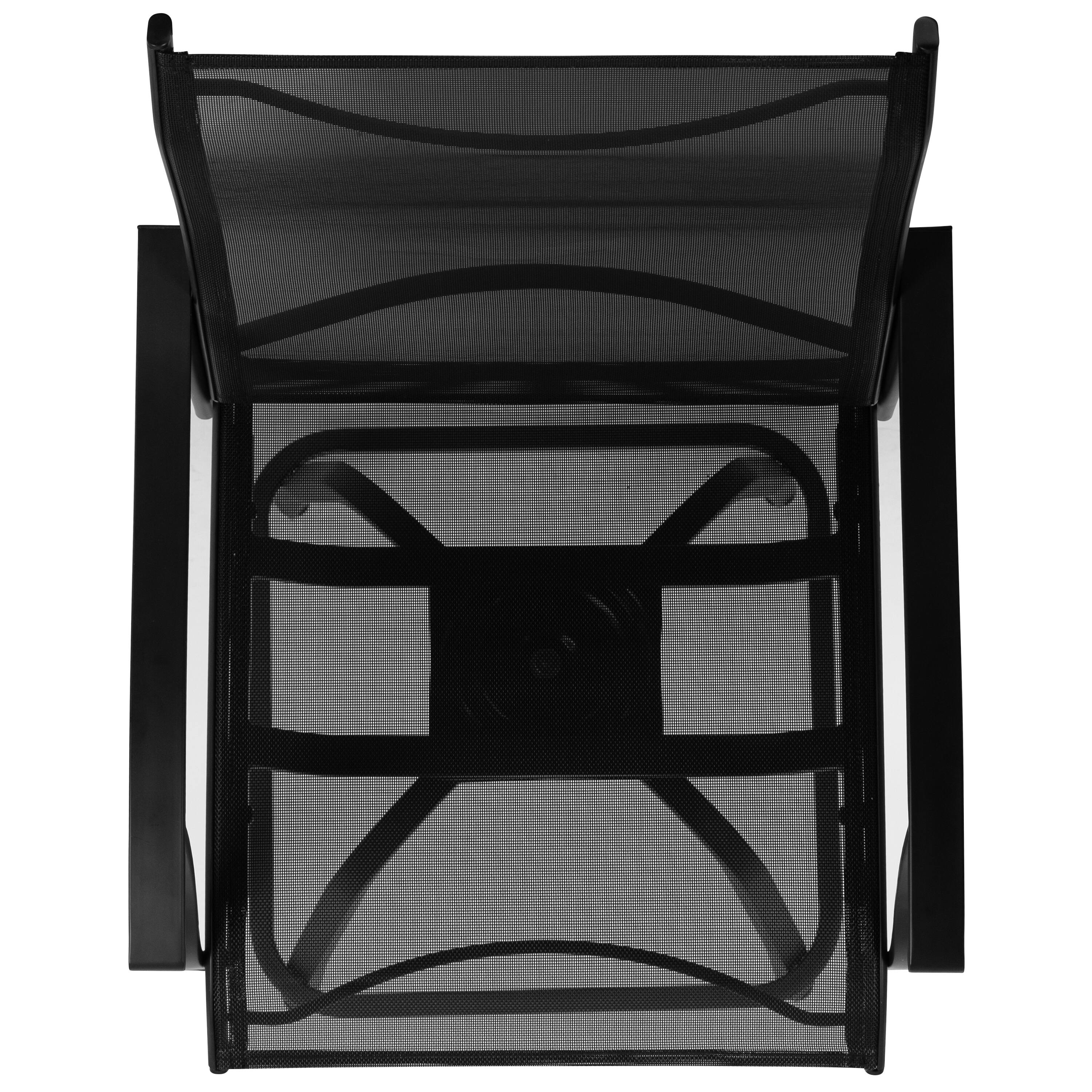 Alt View 9. Emma + Oliver - Patio Bar Height Stools Set of 2, All-Weather Textilene Swivel Stools - Black.