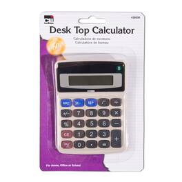 Charles Leonard - Desktop Calculator, Battery and Solar Powered with Tilted 9 Digit Display, Gray