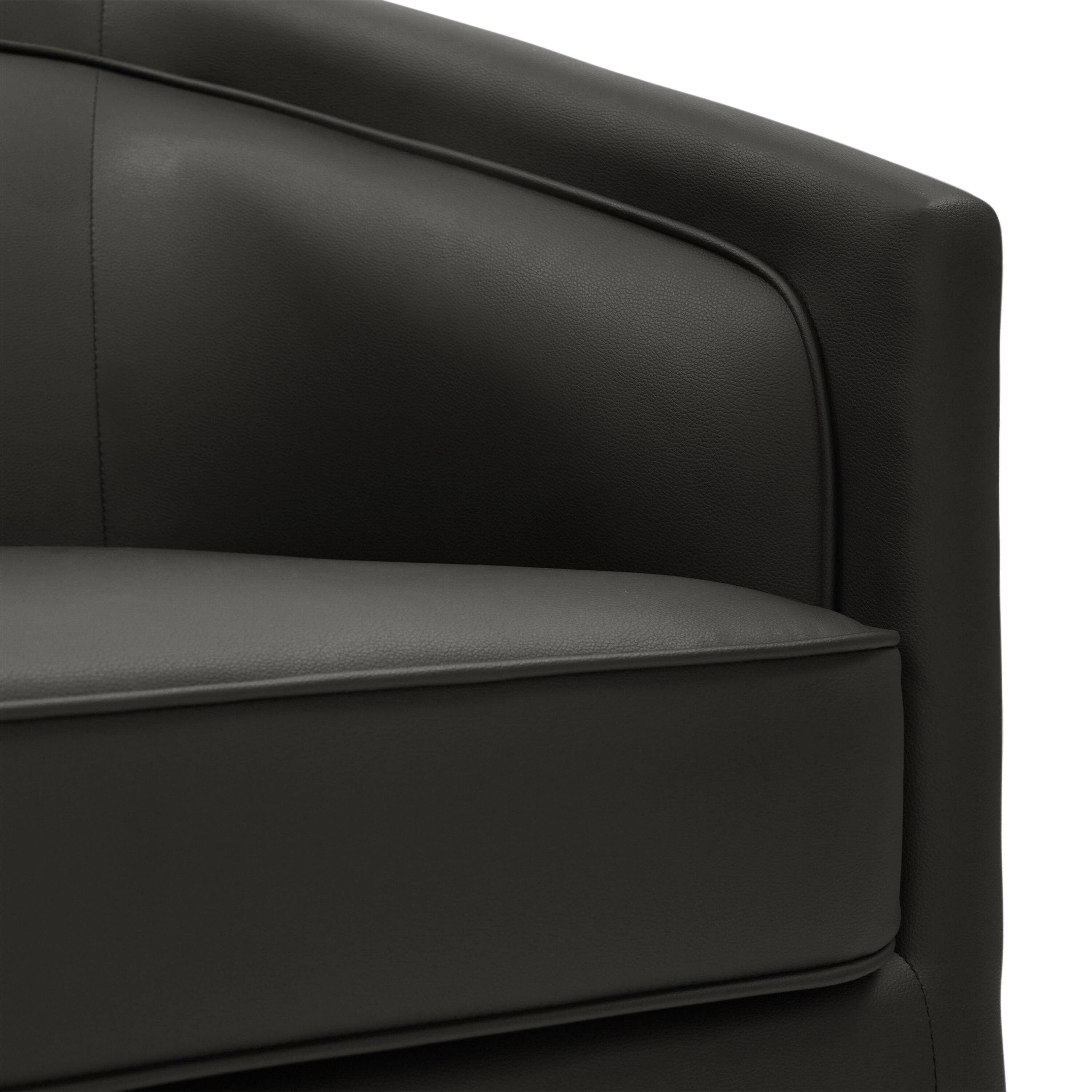 Alt View 7. Emma + Oliver - Della Club Style Barrel Accent Chair with 360 Degree Swivel Base and Sloped Armrests - Black.