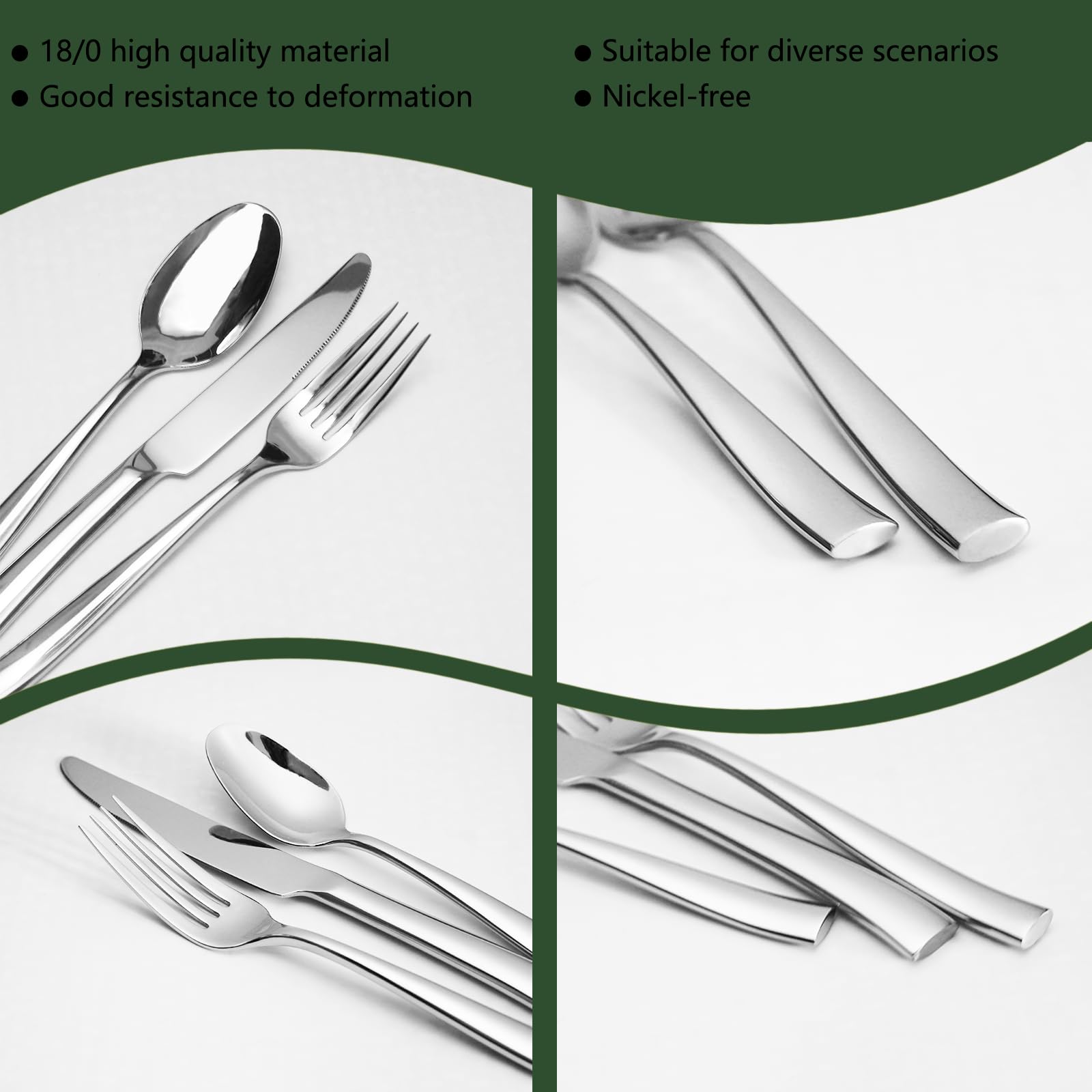 Back. Dazzed Corner - 20-Piece Silverware Set, Glossy Stainless Steel Flatware Service for 4 - NY8JPSC.