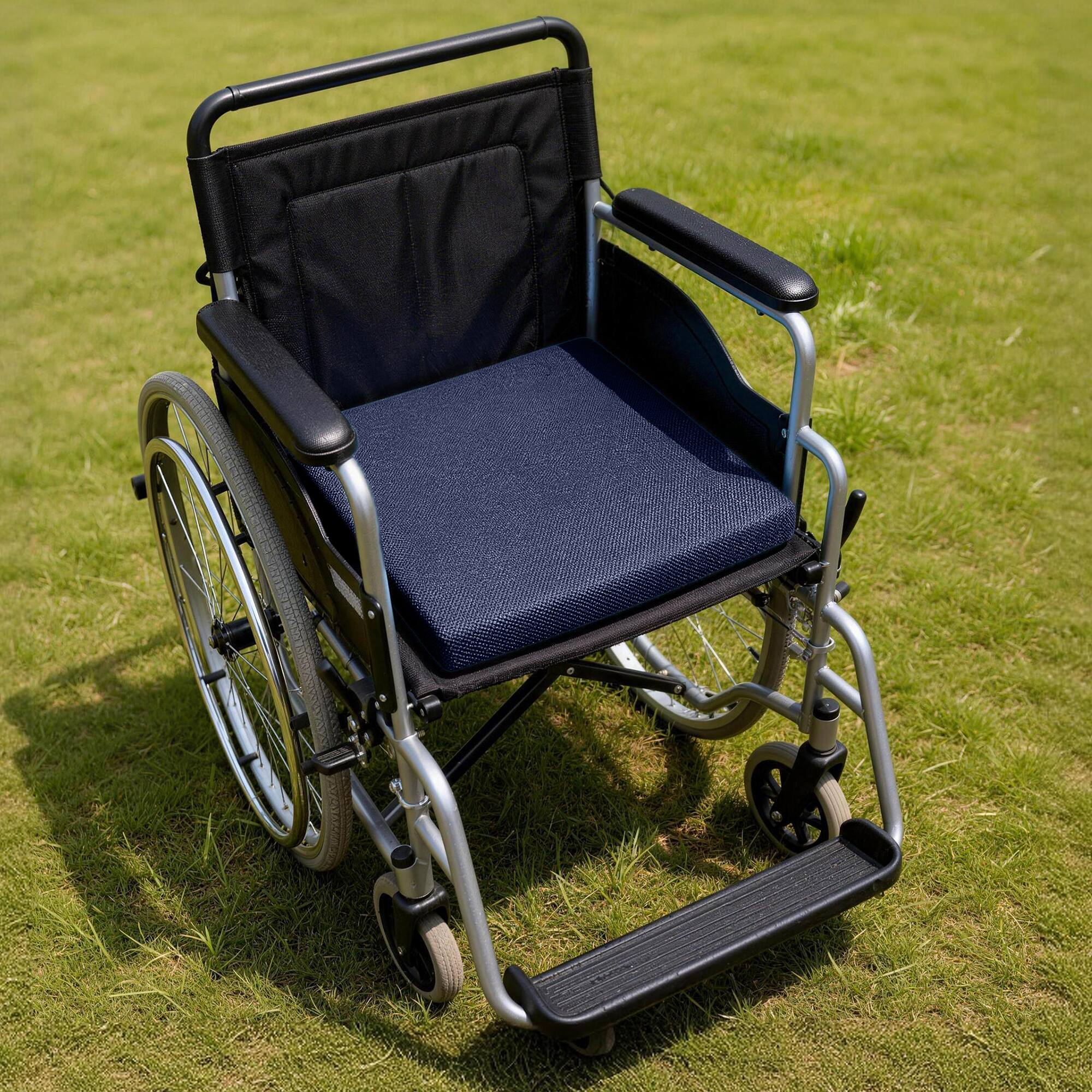 Alt View 4. KERDOM - 2 inches Thick 32D Memory Foam Wheelchair Seat Cushion - 17"×17"×2", Pressure Relief, Electric Wheelchair Accessories - Navy Blue.