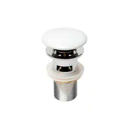 Front. Alfi - White Ceramic Mushroom Top Pop Up Drain for Sinks with Overflow - White.