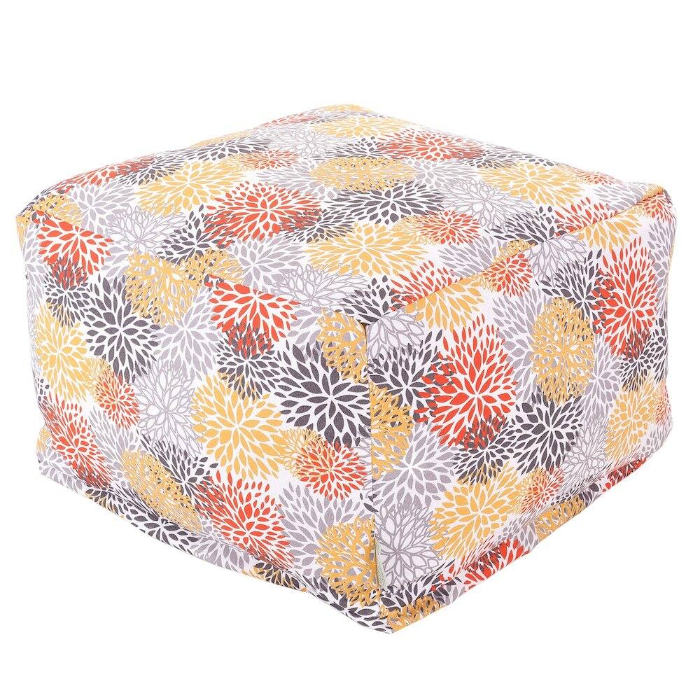 Front. Majestic Home - Ottoman Pouf Blooms Citrus - Yellow.