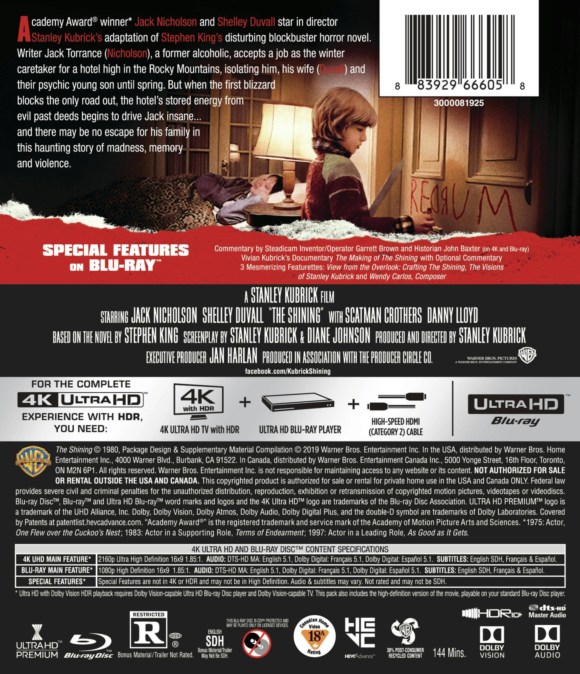 Back. The Shining (4K Ultra HD + Blu-ray) [UHD].