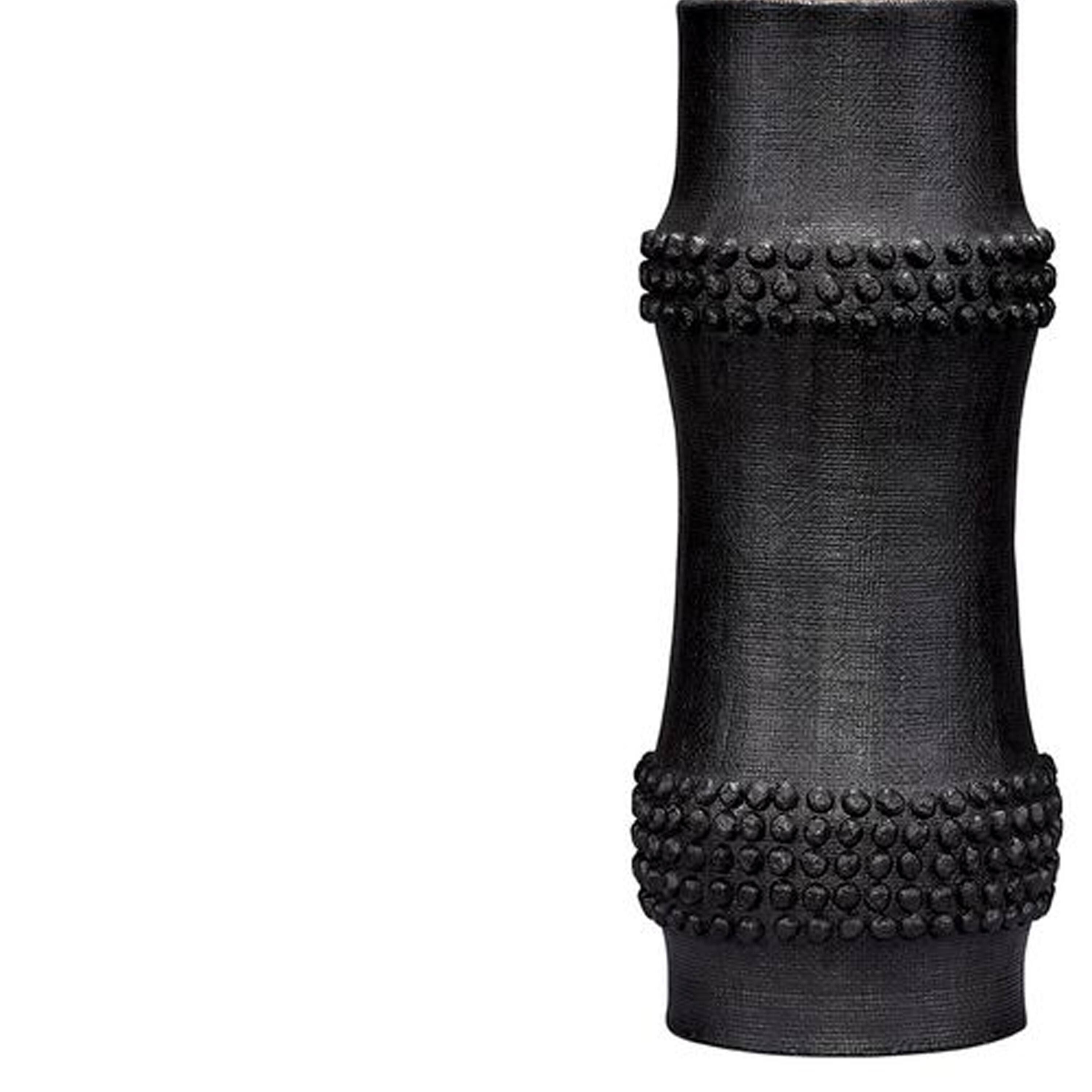 Back. Manhattan Lane - Lemy 28 Inch Table Lamp, Linen Drum Shade, Dotted Base - Black, White, Brass.