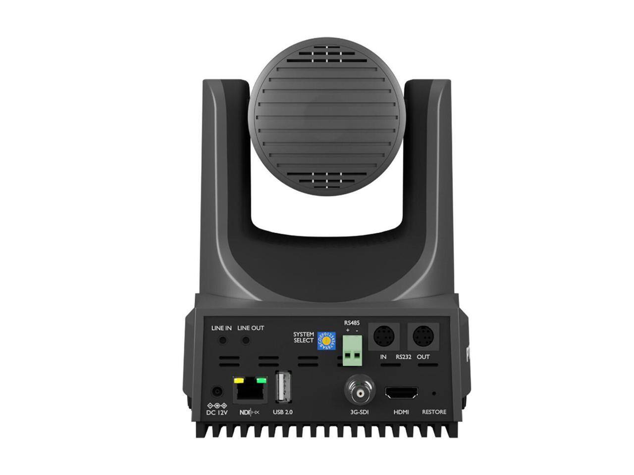 LINE IN LINE OUT SYSTEM SELECT RS485 IN RS232 OUT DC 12V NDI K USB 2.0 JG-SDI HDMI RESTORE