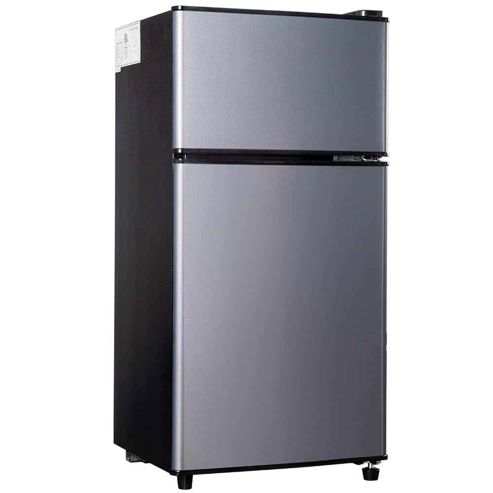 Loheer - Compact 2.7 Cu. Ft. Double-Door Mini Fridge with Freezer - Adjustable Glass Shelves & LED Light - Ideal for Dorm - Blue