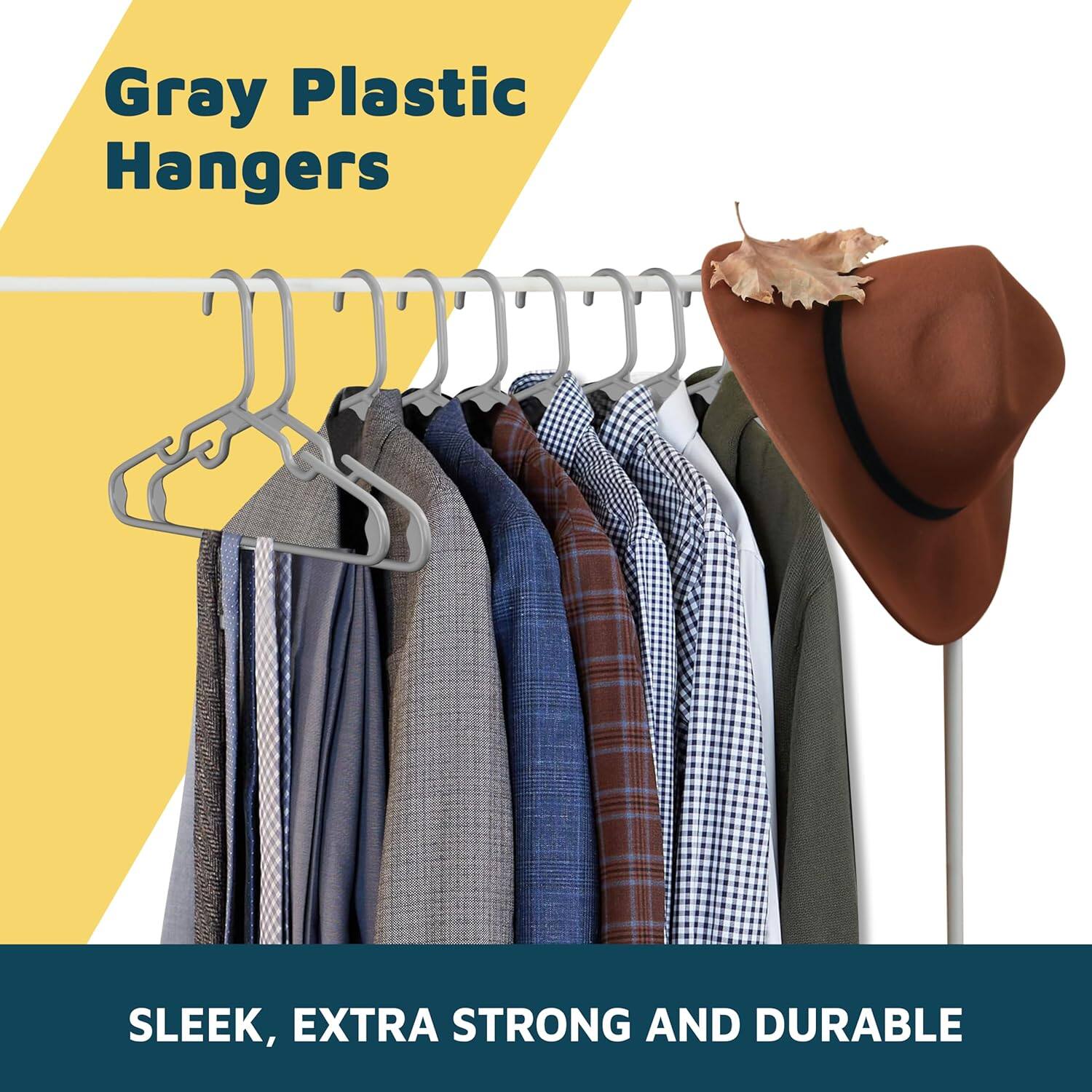 Gray Plastic Hangers
SLEEK, EXTRA STRONG AND DURABLE