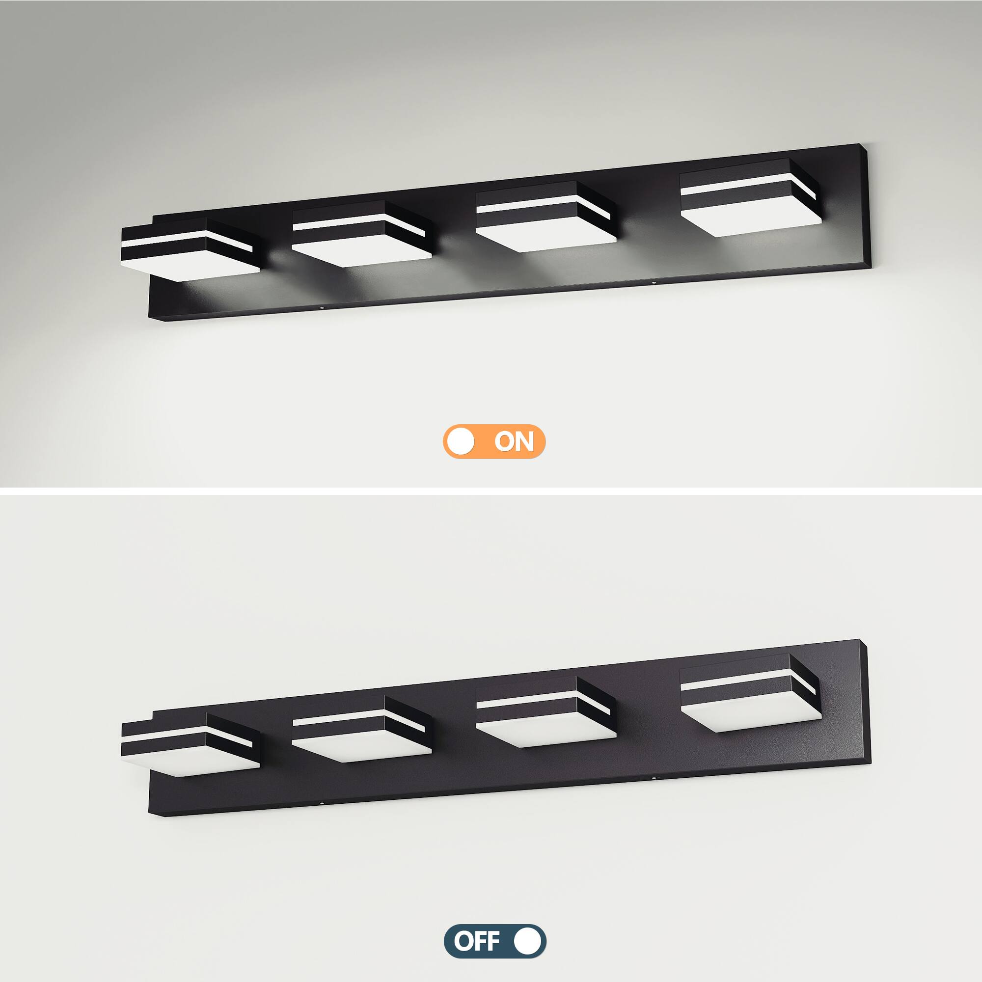 Alt View 2. HOMLUX - 29.92 in. 4 Lights Black LED Vanity Light Bar with Acrylic Shade.