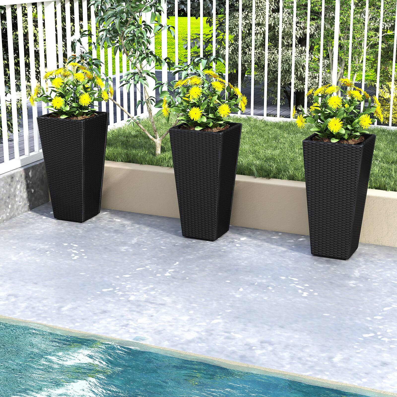 Alt View 1. Costway - Costway 30" Tall Flower Pot Set of 2 Modern Decorative Planter Pots with Open-ended Base - Black.