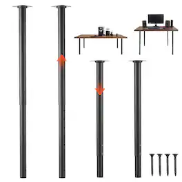 VEVOR - Adjustable Table Legs, 24-40 in Round Steel Furniture Legs, 1200 lbs Max Load Heavy Duty, Quick Installation - Black