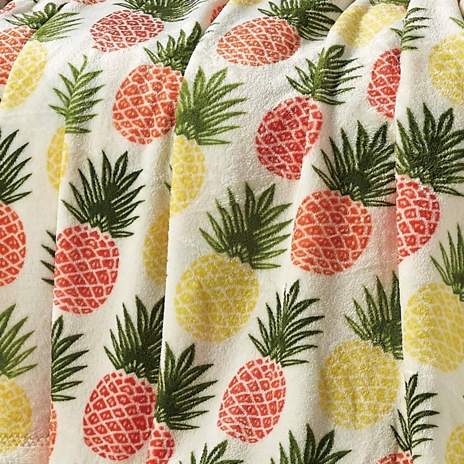 Alt View 3. Noble House - Plazatex Natural Pineapple All Season Plush Decorative Throw Blanket 50" x 70" Yellow - Yellow.