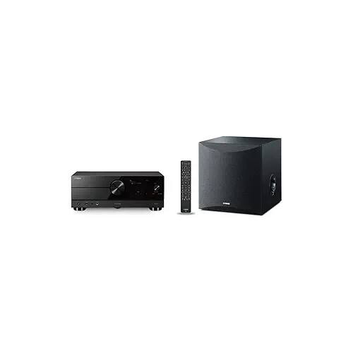 Front. Yamaha - Yamaha RX-A2A AVENTAGE 7.2-Channel AV Receiver & 10" 100W Subwoofer Bundle - Elevate Your Home Theater Experience - Black.