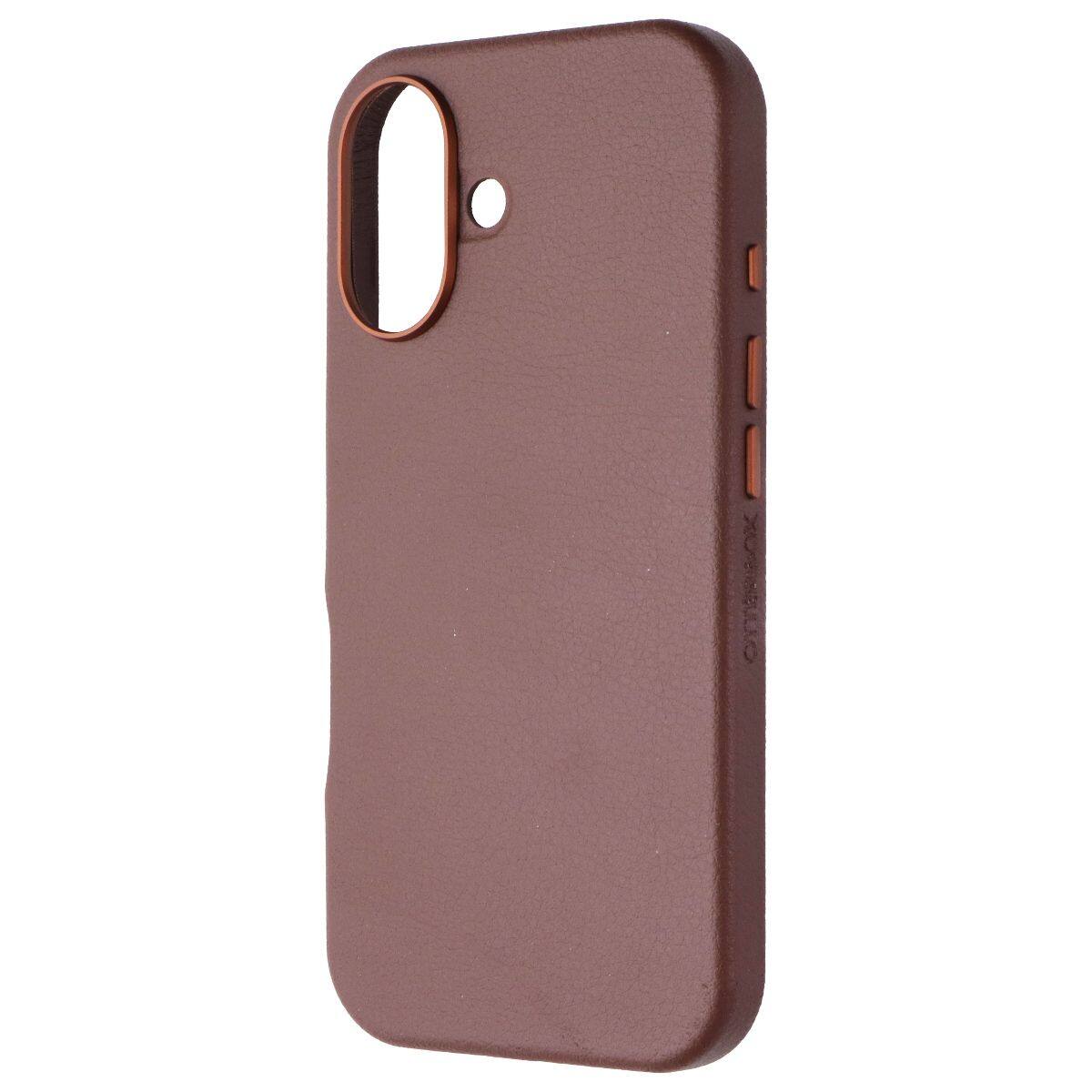 Front. OtterBox - OtterBox Symmetry Case for MagSafe for Apple iPhone 16 - Brown Cactus Leather - Brown.