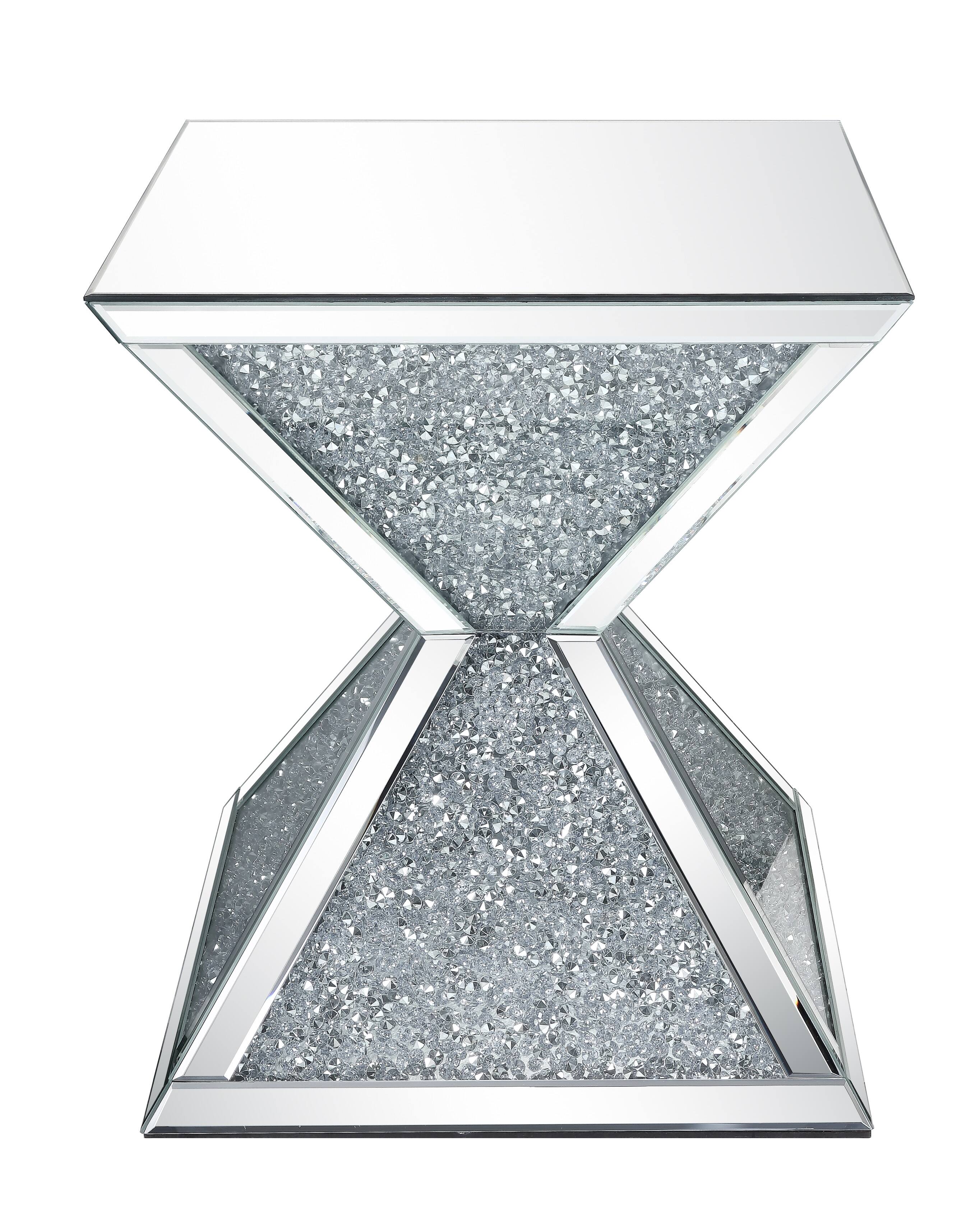 Alt View 1. Manhattan Lane - Sparkling End Table with Faux Diamonds Inlay - Silver and Clear.