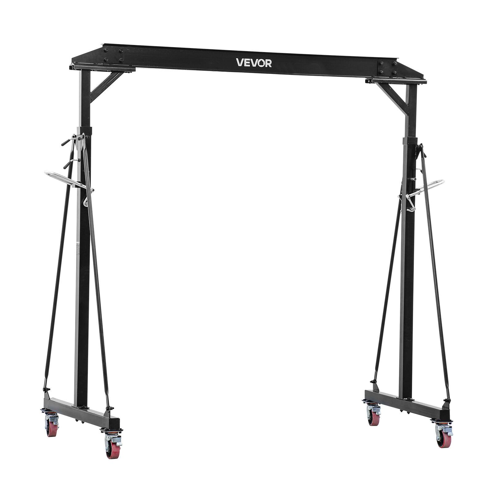 Alt View 5. VEVOR - Adjustable Gantry Crane,2200 lbs Capacity,Portable Shop Lift Hoist with 95.7" to 142.9" Height Adjustable,Locking Wheels - Black.