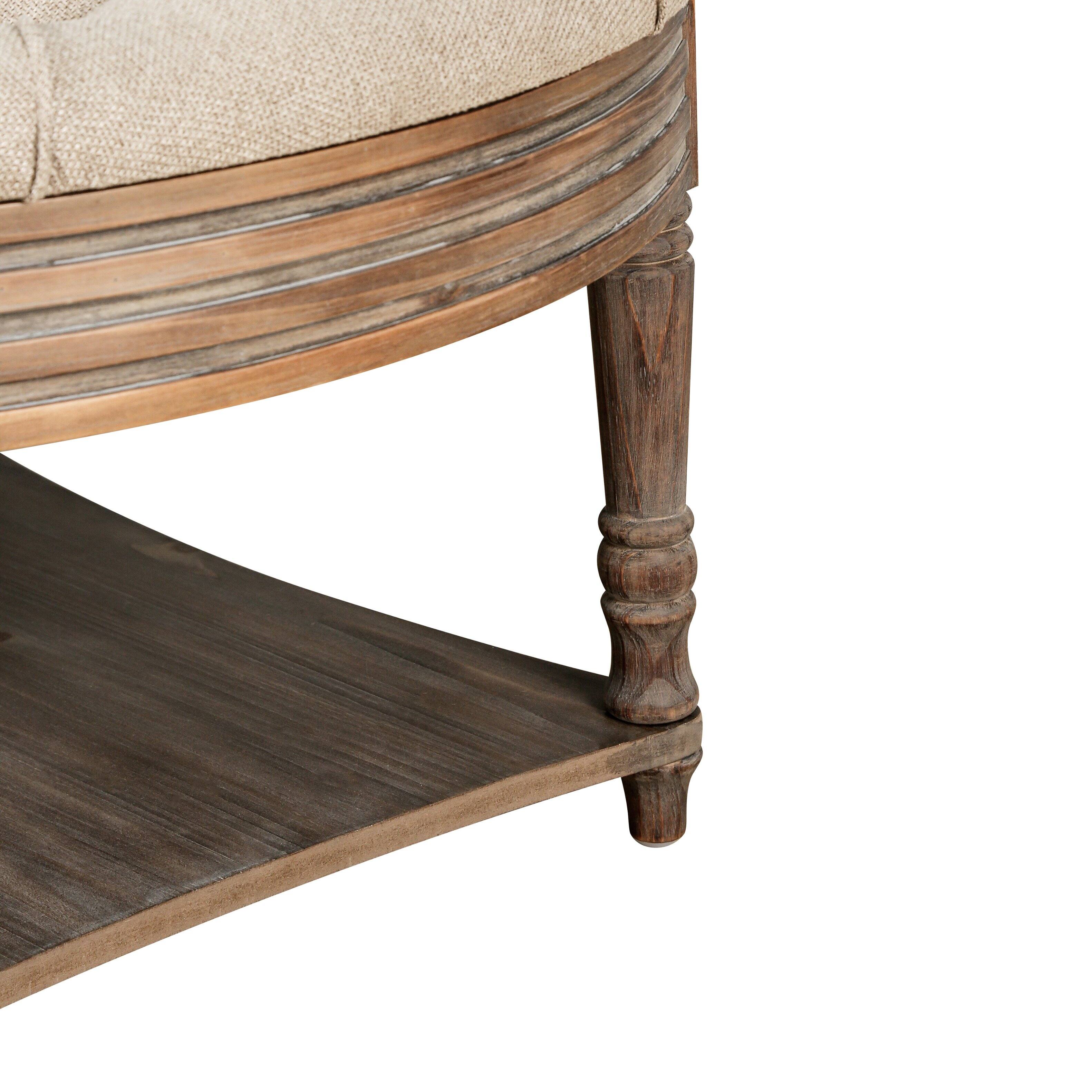 Alt View 8. GOODSILO - Large Round Waterproof Ottoman Coffee Table with Two-Tier Storage and Button Tufted Design for Living Room - Gray+ Khaki.