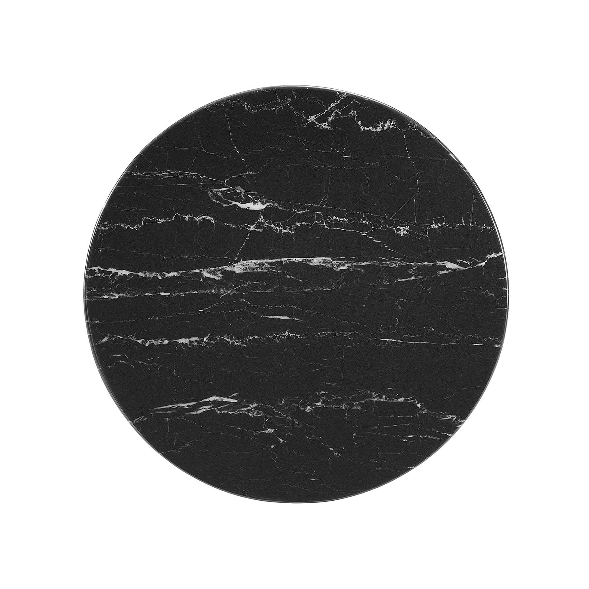 Alt View 2. Modway - Lippa Round Artificial Marble Side Table - Black Black.