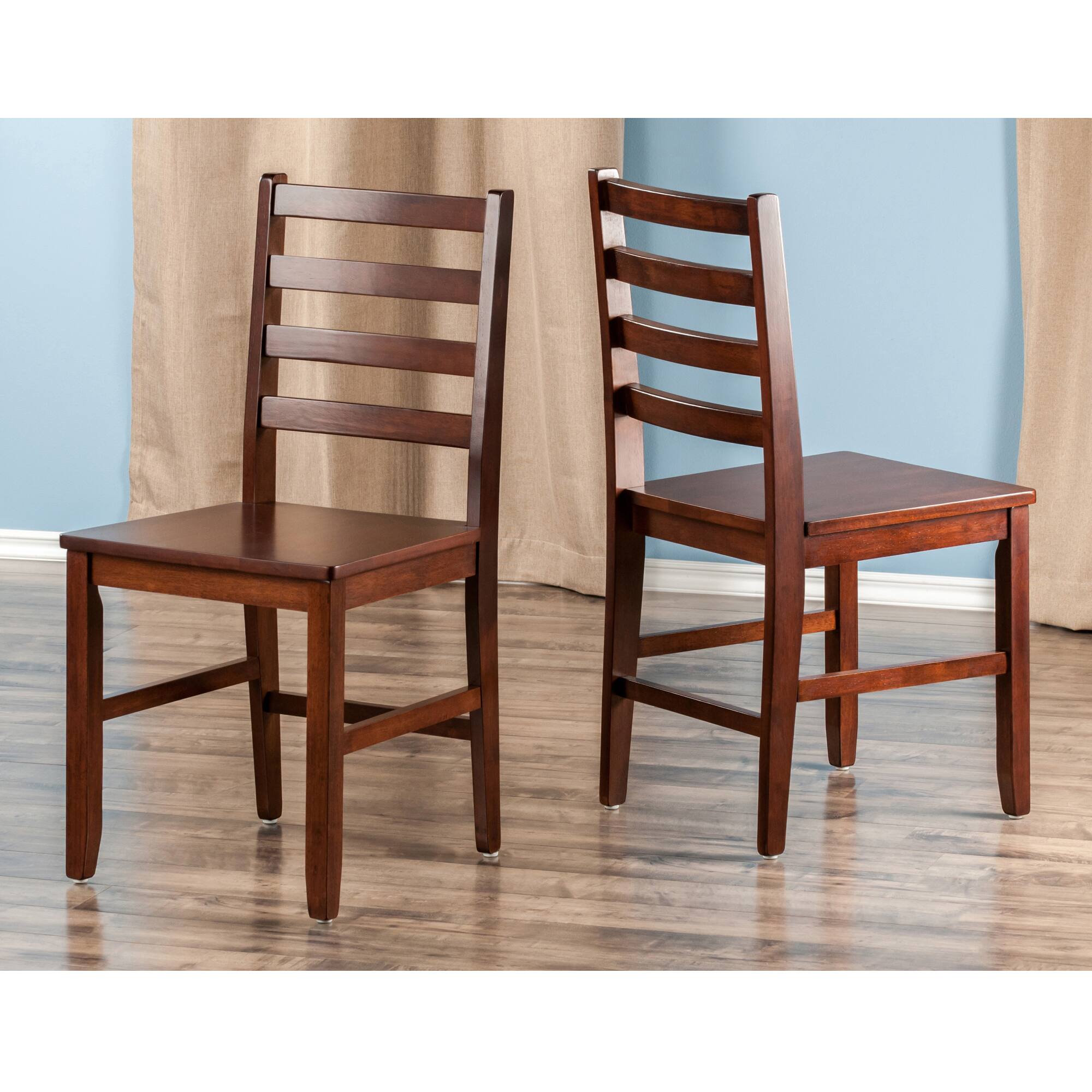 Alt View 8. Winsome Wood - Hamilton 2-Pc Ladder-back Chair Set - Walnut.