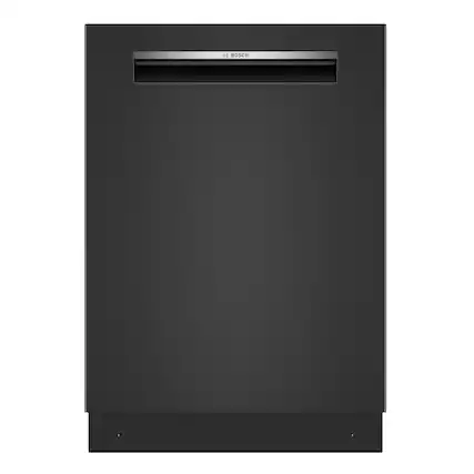 Front. Bosch - 300 Series 24" Top Control Smart Built-In Tub Dishwasher with 3rd Rack and Zone Wash, 46 dBA - Black.