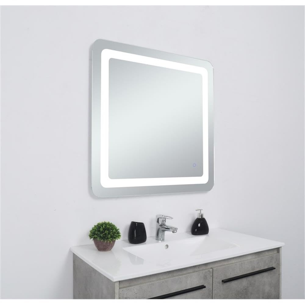 Alt View 3. Elegant Decor - Genesis 30in x 30in soft edge LED mirror - Glossy White.