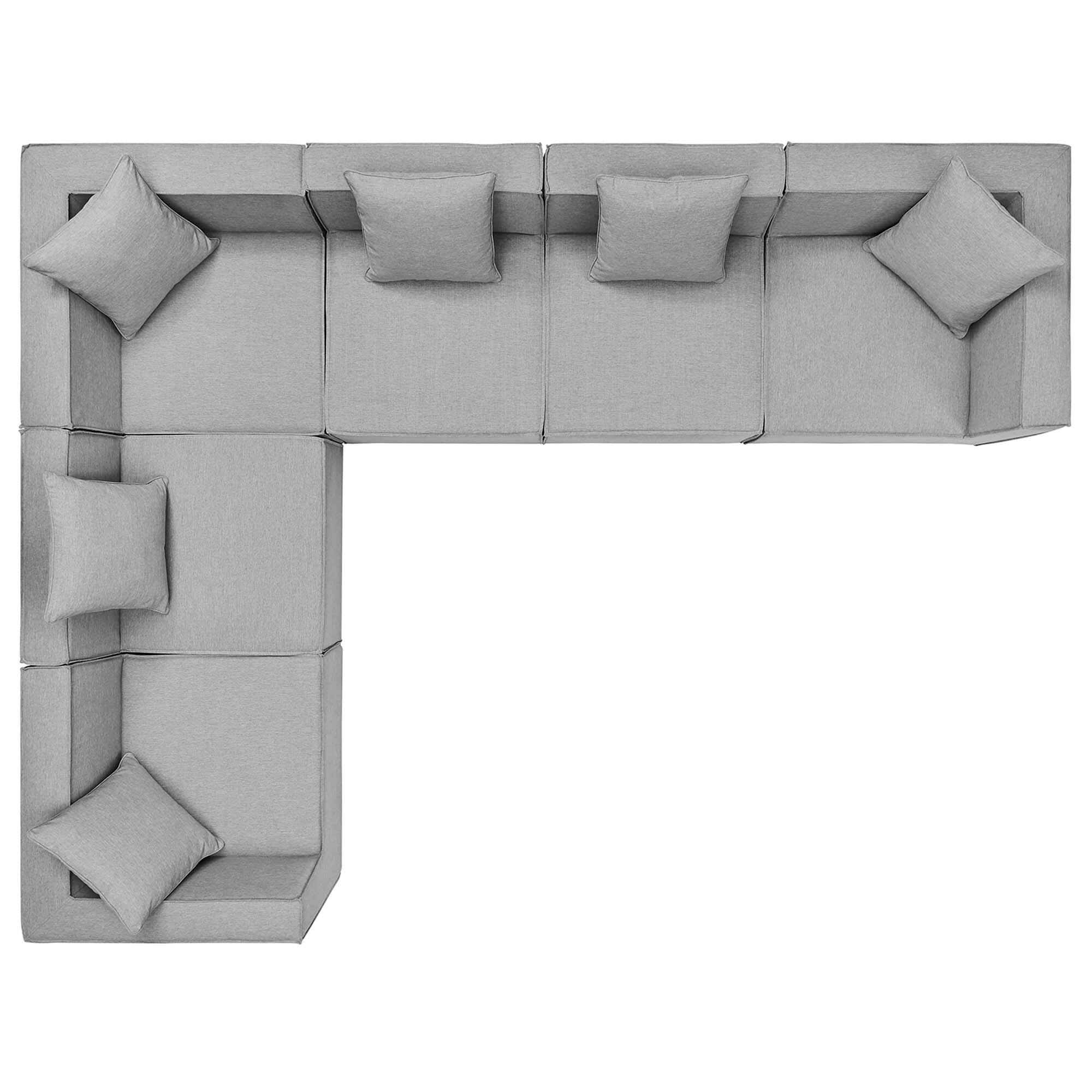 Alt View 6. Modway - Saybrook 6-Piece Outdoor Patio Upholstered Sectional Sofa by Modway - Gray.