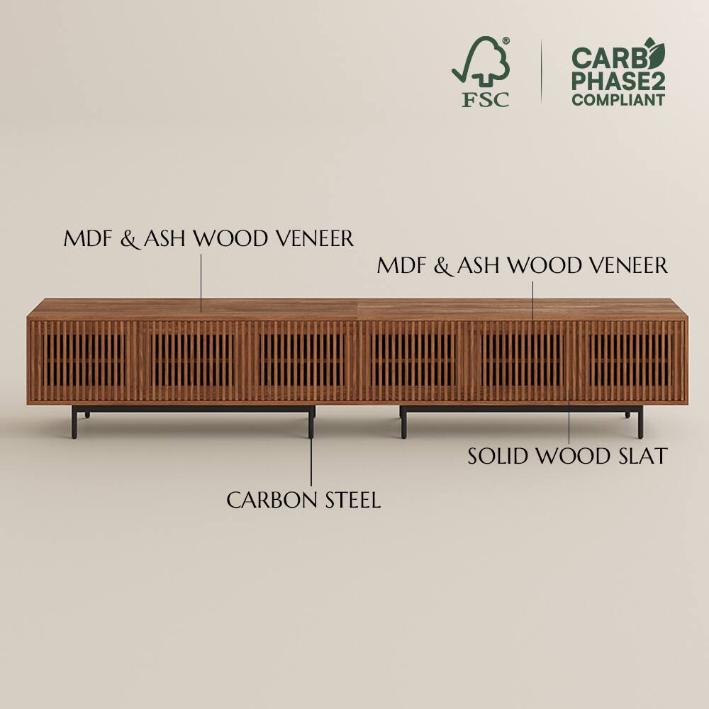 FSC CARB PHASE2 COMPLIANT  
MDF & ASH WOOD VENEER  
SOLID WOOD SLAT  
CARBON STEEL