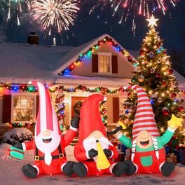 NICHOLAS KLEIN - Christmas Decorations Inflatables Outdoor Long Xmas Blow Up Led Lights With Trumpets Stars And Gift - White, Red, Yellow and Green 7.55 FT