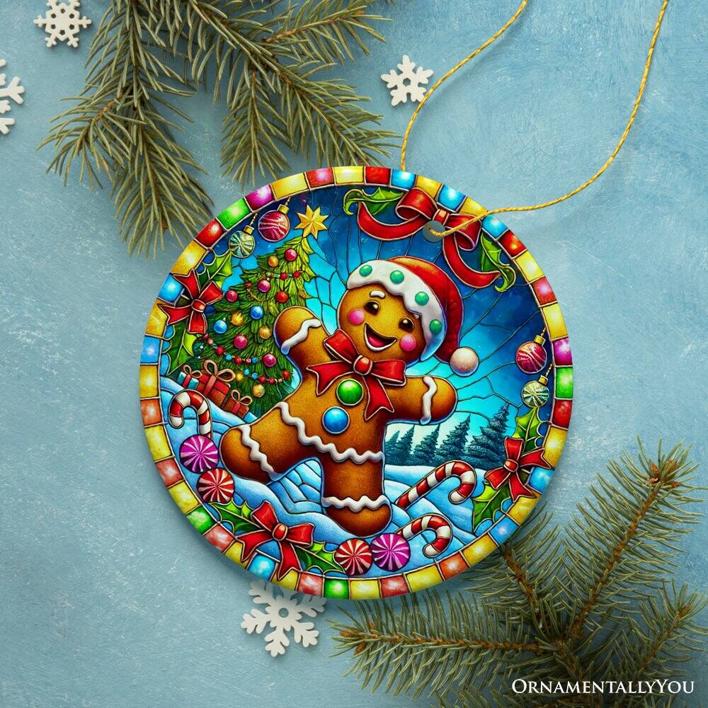 Back. OrnamentallyYou - Festive Candyland Gingerbread Man Ornament Sweet Christmas Gift - Multi-colored.