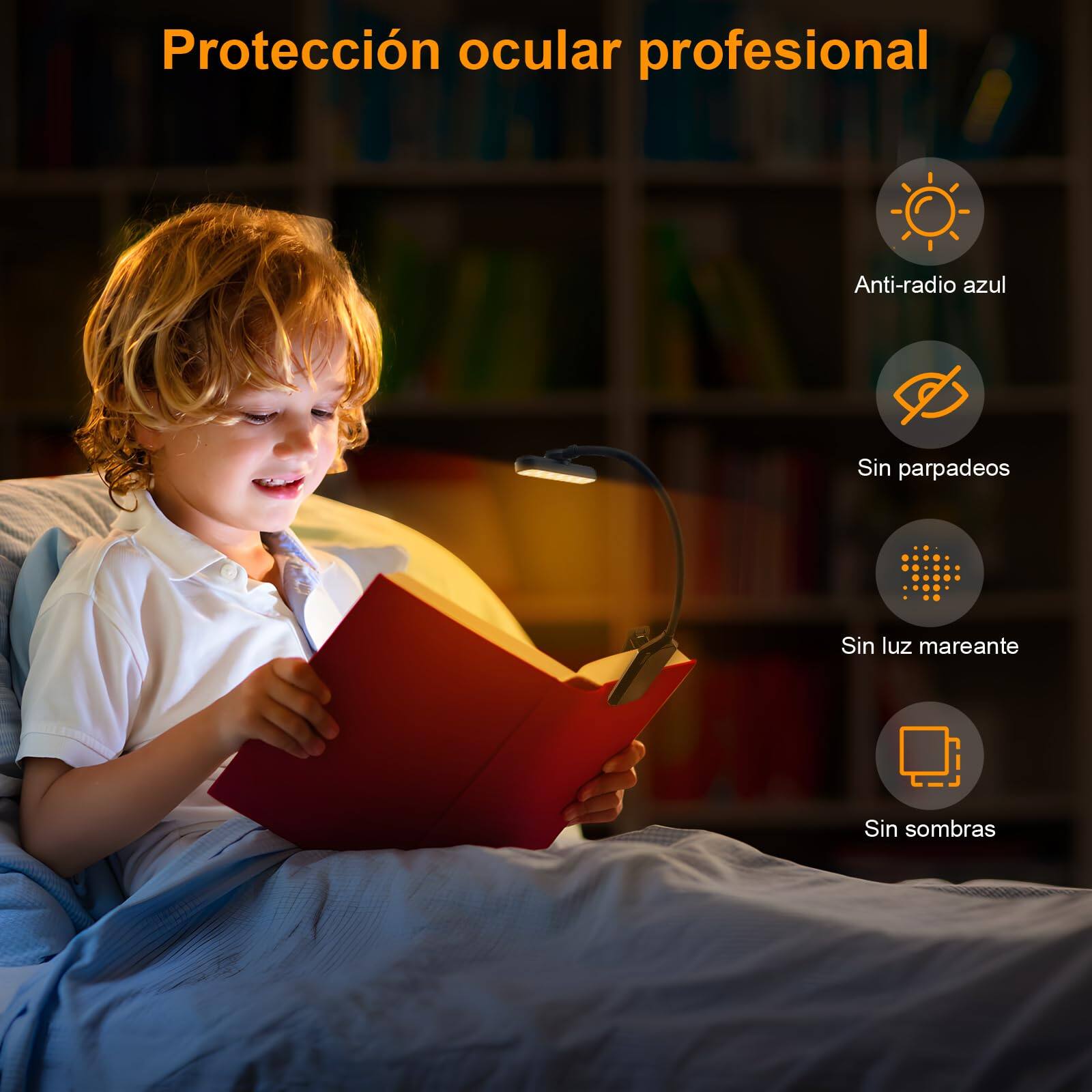 Protección ocular profesional

- Anti-radiación azul
- Sin parpadeos
- Sin luz mareante
- Sin sombras