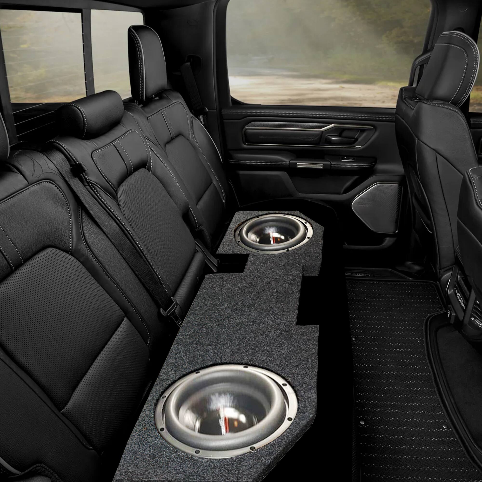 Alt View 2. QPower - QPower QDODGE104DOOR Dodge Quad Cab '02-15 Dual 10" Truck Subwoofer Box - Charcoal Black.