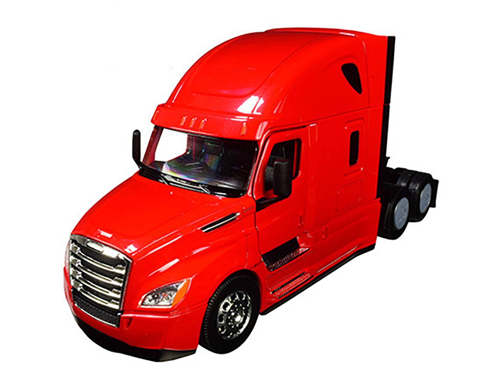 Angle. Welly - Freightliner Cascadia Truck Red "Transporter" 1/32 Diecast Model by Welly - Red.
