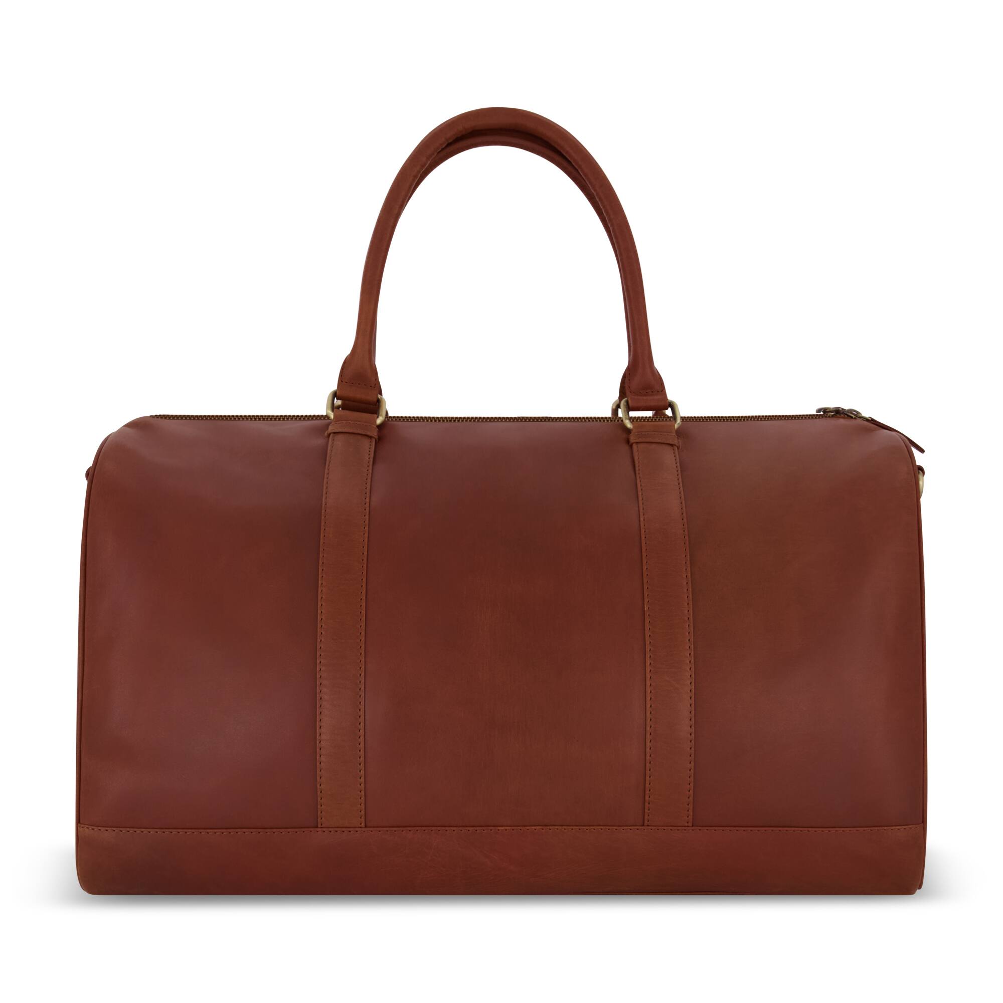 Back. Concept One - Yellowstone real leather 21 inch duffle, with burnished gold detailing - Brown.