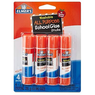 ELMER'S Teacher Brand Washable ALL PURPOSE School Glue Sticks
ELMER'S Washable ALL PURPOSE School Glue Sticks
ACID FREE
4 sticks
4 - 7 g
TOTAL 28 g (0.96 OZ)
NON-TOXIC
CLEAR
HAZARD: