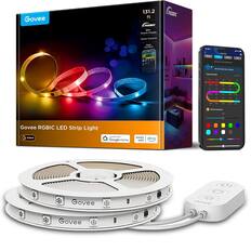 Govee 131.2 ft RGBIC 4+ Scene Modes RGBIC Voice Control Govee DO WUIS SLON 2 NO BLUR VISI LJU 513 Ou d VILI ta App Control T:4S M: sVee Munic - Sca i Chengr atomaet - Recommenter F amates Segnented ghs - . . an an - an 2 Covee sen seP% 3n tan has tar sePs - tan 180 - Cnohorc 5 Govee RGBIC LED Strip Light G indoor works WiT Google Home works alexa with Govee