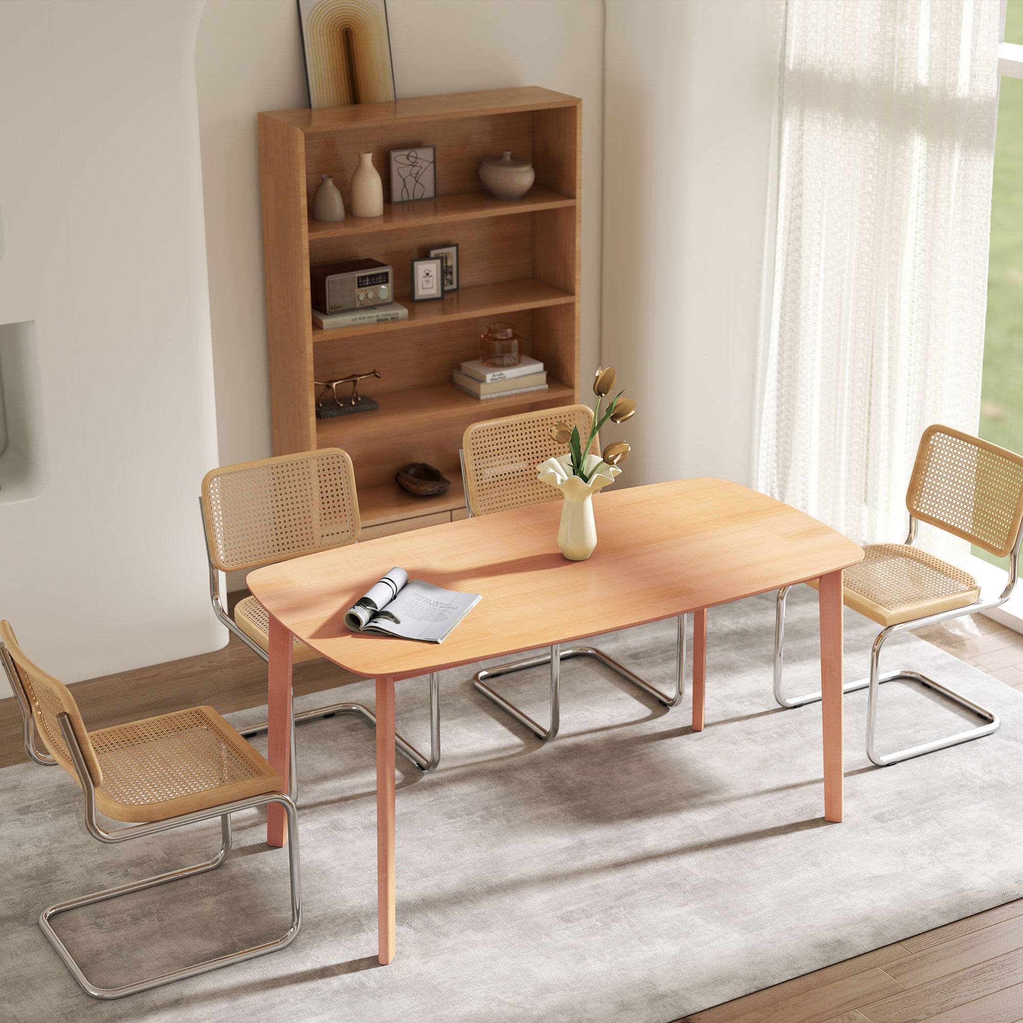 Alt View 7. Homcom - Wood Dining Table for 6 - Natural Wood.