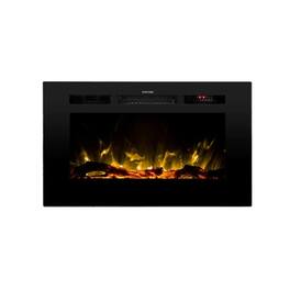 Touchstone Home Products - 28 in. Wall Mounted Recessed Sideline Smart Electric Fireplace 1300W - Black