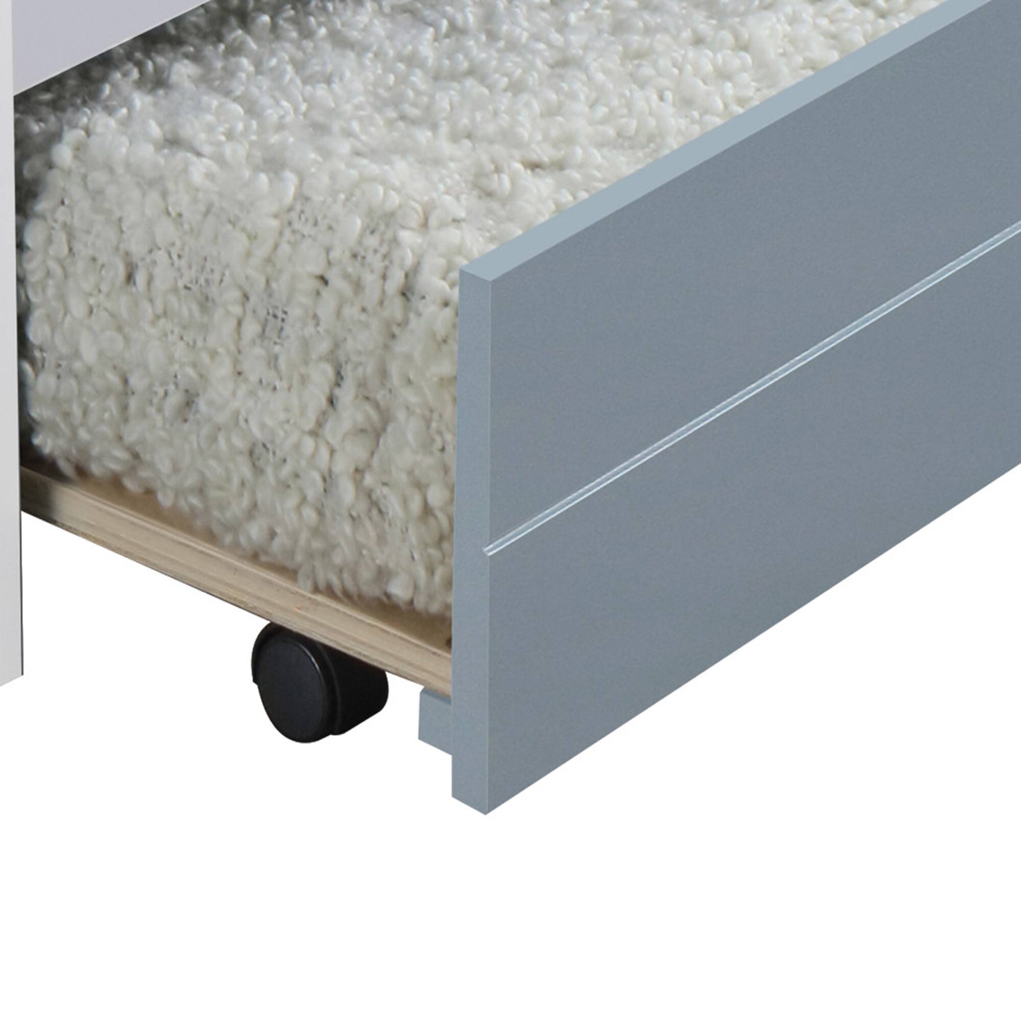 Alt View 2. Manhattan Lane - Transitional Style Wooden Trundle Bed with Caster Wheels - Gray.