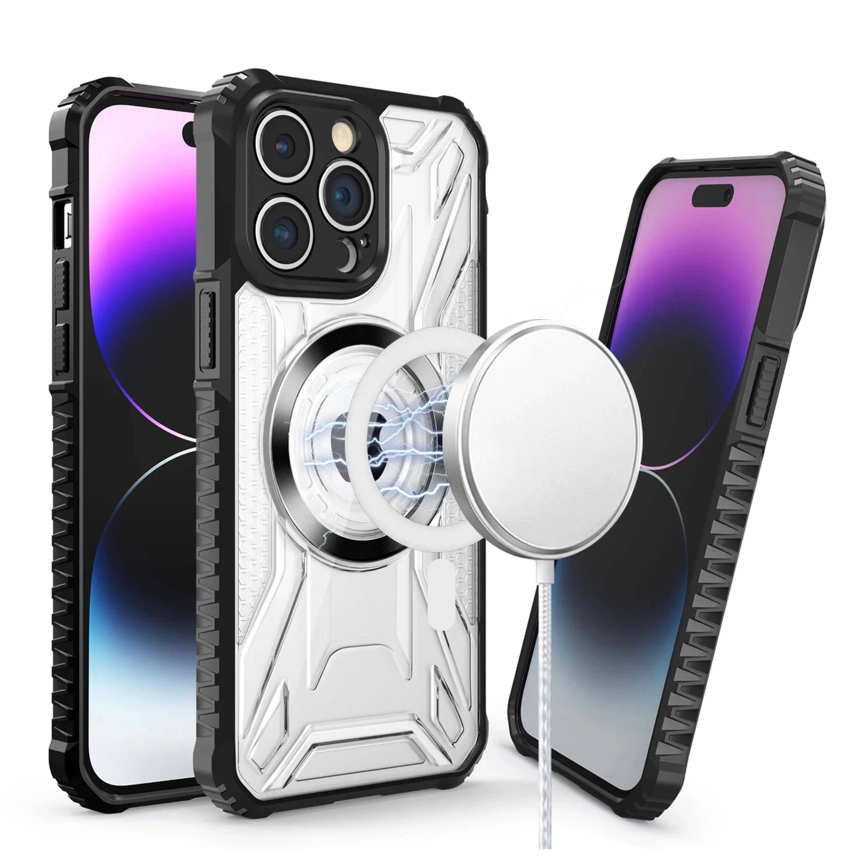 Front. Kitcheniva - Magnetic Circle Shock-Absorbent Phone Cover For iPhone 14 Pro Max Black - Black.