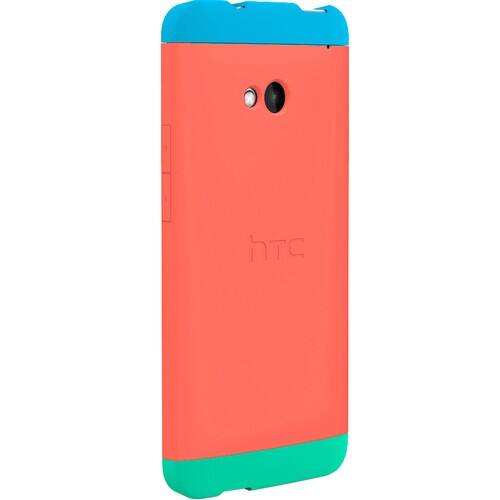 Front Standard. HTC - Double Dip Hard Shell Case for HTC One Smartphones - Atlantis, Bright Peach, Pastel Blue.