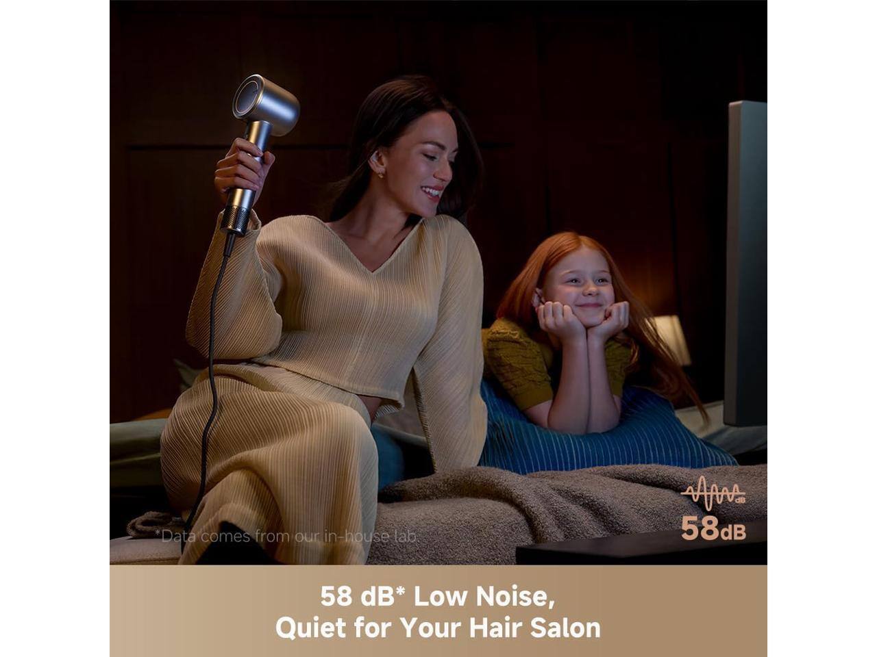 Data comes from our in-house lab  
58 dB* Low Noise, Quiet for Your Hair Salon

*Data comes from our in-house lab