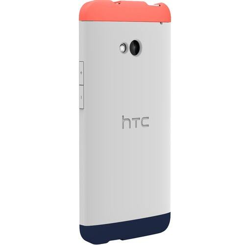 Front Standard. HTC - Double Dip Hard Shell Case for HTC One Smartphones - Bright Peach, Glacier Gray, Navy Blazer.