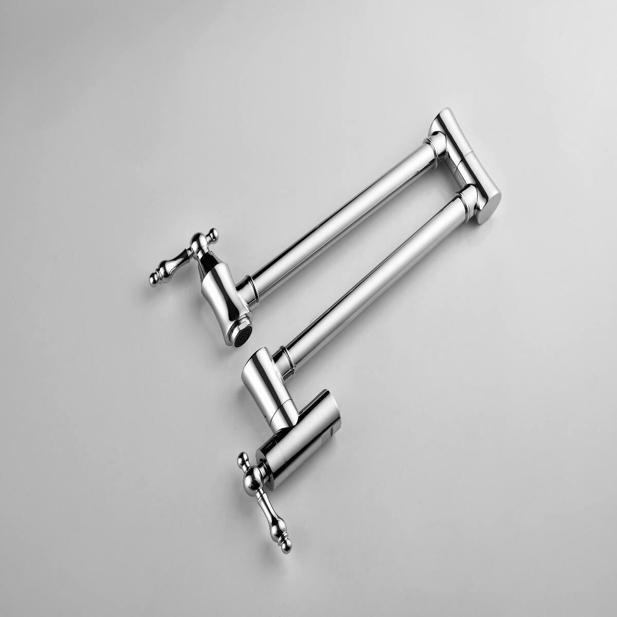 Angle. Ropilly - Ropilly Wall Mount Pot Filler Faucet Chrome Brass Double Handle Swivel Arm Kitchen Faucet - Chrome.