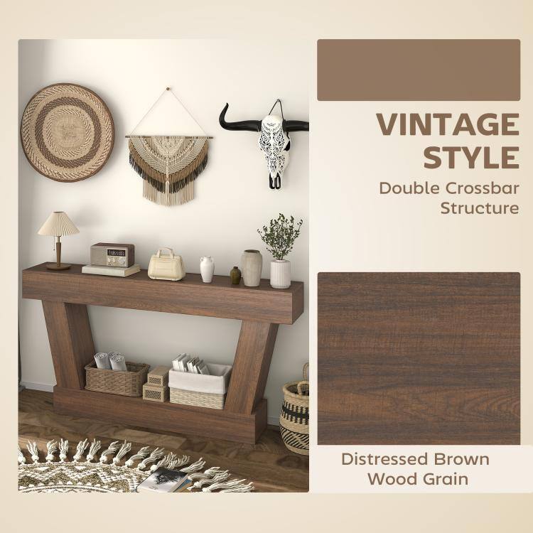 VINTAGE STYLE  
Double Crossbar Structure  

Distressed Brown Wood Grain