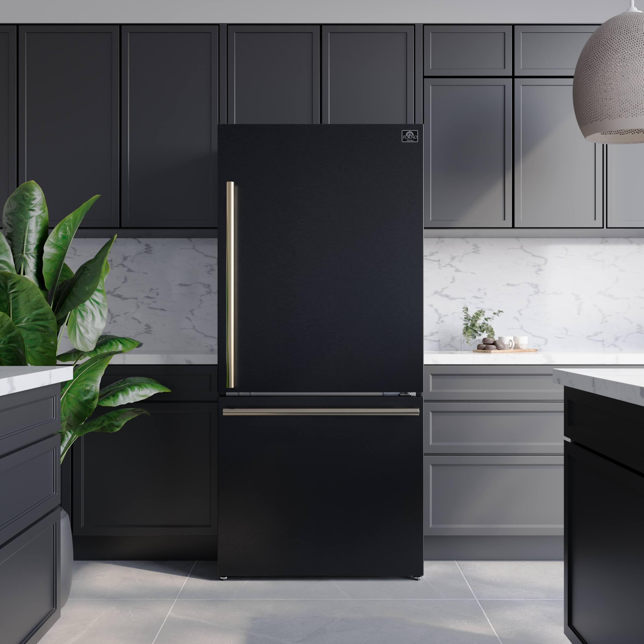 Alt View 19. Forno Appliances - Milano Espresso 17.2 Cu. Ft. Counter-Depth Bottom Freezer Refrigerator with Right Swing Door, Antique Brass Handles - Black.