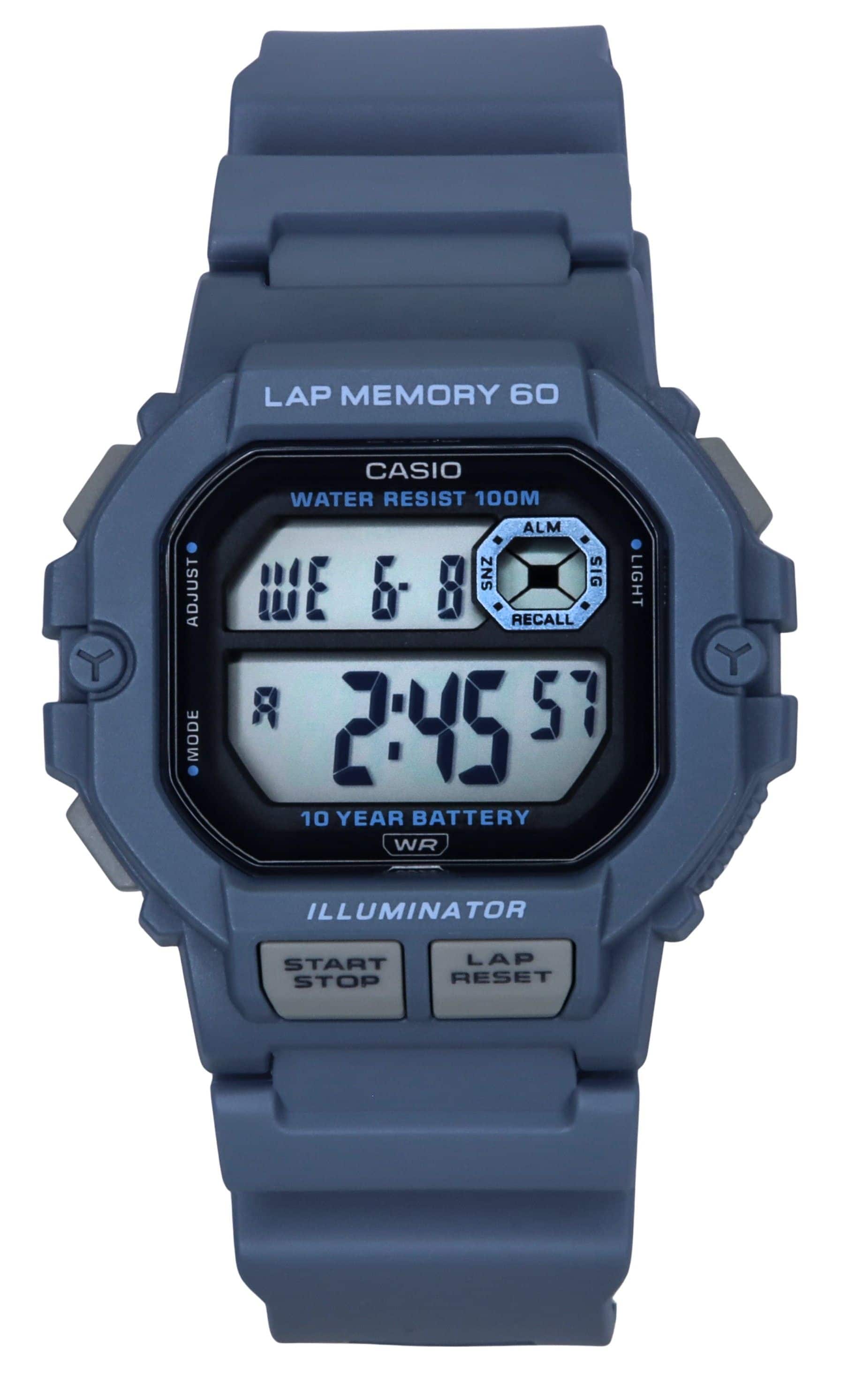 Casio - Illuminator LAP Memory 60 Digital Quartz WS-1400H-2AV Mens Watch Alarm Backlight Dual Time Timer Stopwatch 100M - Blue